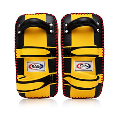 Fairtex Curved Muay Thai Pads, Kickboxing Punching Kicking Striking Shield - color: Black/Yellow, size: Standard