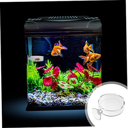 4pcs Transparent Acrylic Fish Feeder Bowl with Cups for Easy Installation Home Aquariums for Fish and Shrimp Feeding and Water Plant Container