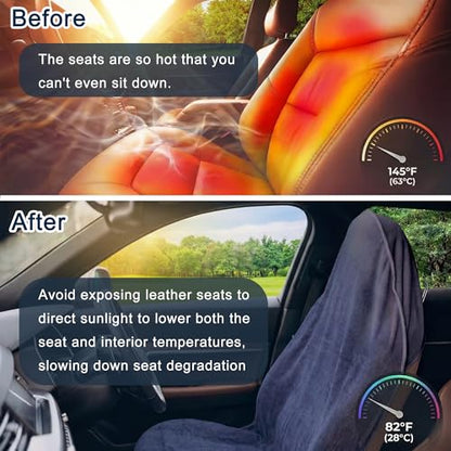 Car Seat Towel Cover, 2pcs Universal Front Seat Protector for Cars, SUVs and Trucks, Sweat Towel Car Seat Cover for Gym, Yoga, Swimming, Pets and Family Travel, Purple Gray - color: Dark Gray