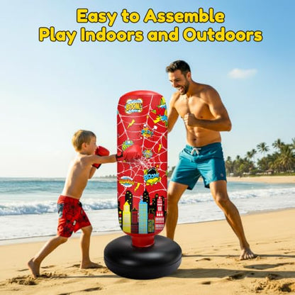 Jenaai 3 in 1 Inflatable Punching Bag for Kids, 40" Boxing Kit
