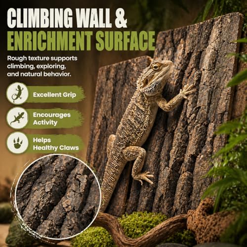 Natural Cork Bark Background for Reptile Terrarium, 4 Pack 11.8 x 7.9 Inch Cork Bark Flats, DIY Reptile Enclosure Background Climbing Wall for Gecko Bearded Dragon Lizard Snake Vivarium