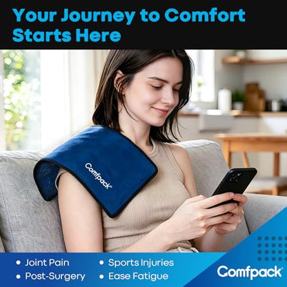 Comfpack 60-Minute Long Lasting Ice Packs for Injuries Reusable,13.4 × 8.6"