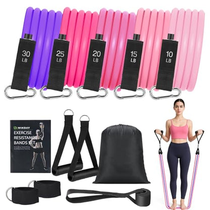 WIKDAY Resistance Bands with Handles for Exercise,beginners - color: 150LBS PASTEL