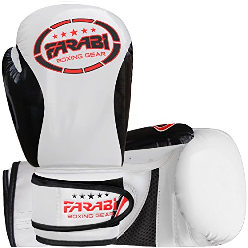 Farabi Boxing Gloves Kids Junior Muay Thai Kick Boxing Training MMA Punching Bag - color: White Black, size: 4OZ