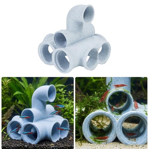 Multiple Hole Tube Shelter Place Fishtank Decoration Aquarium Ornament Hidings Place for Small Pet Fish and Shrimp