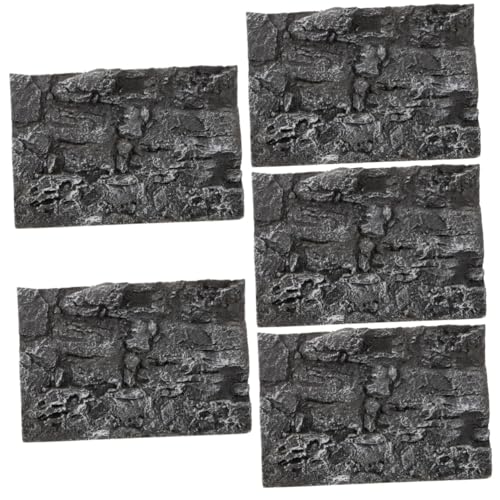 Yardwe 5pcs Rock Terrarium Background for Reptile Tanks Cork Decor for Bearded Dragon Gecko and Turtle Habitats Realistic Aquarium Backdrop Easy to Cut and Assemble - color: Dark Greyx5pcs, size: 45x30cmx5pcs