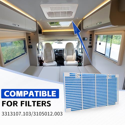 RV A/C Air Conditioner Cover Grille Compatible with Dometic 3104928.019 with Interior Air Filter Pad Assembly (2 Pcs RV A/C Ducted Grilles and 4 Pcs Filters)