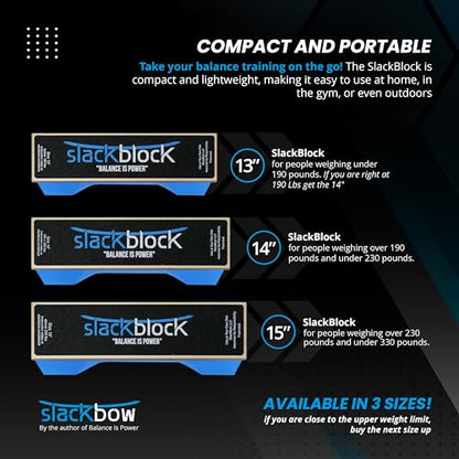 SlackBow SlackBlock Athletic Balance Trainer – Improve Balance, Stability, and Athletic Performance – Condition Your Body and Prevent Injury - Compact and Portable - size: 15"
