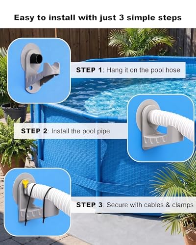 2 Pack Swimming Pool Pipe Holders for Above Ground Pools, Pool Hose Supports Accessories Designed to Fit Intex Pools, Prevent Pipe Sagging Improve Pool Hose Lifespan with Cable Ties & Hose Clamps