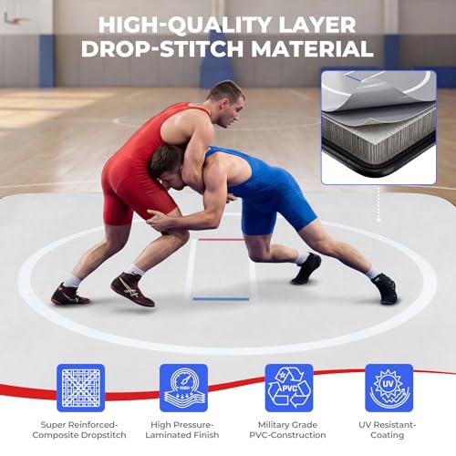 Wrestling Mat Inflatable 8x8/ 10x10 FT Flodable Jiu Jitsu Mats Portable 4” for Home Training, BJJ, MMA, Grappling, Judo, Martial Art, Boxing Indoor Outdoor - size: 10 ft x 10 ft x 4 in