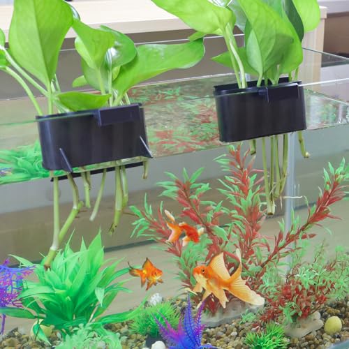 Aquarium Plant Holder，Plastic Fish Tank Plant Holder，Hanging Aquarium Planter Cup for Fish Tank Live Plants - color: Long