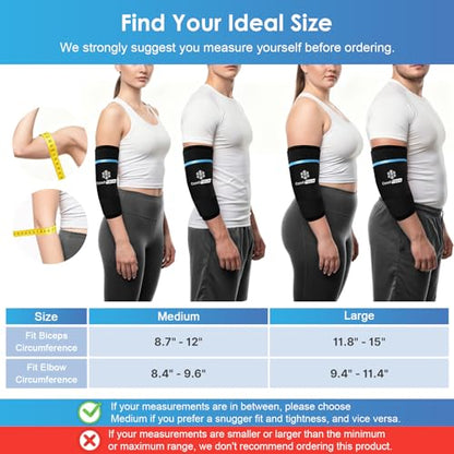 ComfiTECH Dual-Gel Elbow Ice Pack Wrap for Arm, Knee & Calf, L | Multi-Use Ice Sleeve with 30-Min Cooling for Tennis Elbows, Golfers Arm, Reusable Cold Compression for Muscle Relaxation - size: L-Dual-Gel