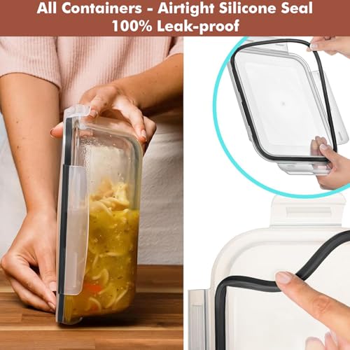 Razab 4 PC 1860ml / 63 Oz / 8 Cups Large Glass Food Storage Containers with Lids - Glass Meal Prep Containers for Roasting & Storing Leftover, Lunch Container with Lids, Microwave & Oven Safe - color: Black