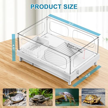 Turtle Tank Kit - Starter Aquarium with Filter, Brush, Easy to Install & Clean, for Turtles, Crabs, Small Reptiles