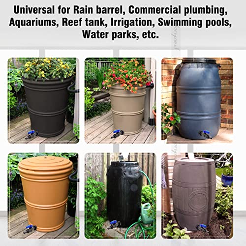 rain Barrel Spigot 1 inch PVC Bulkhead Adapter 1" I.D. Female Thread Blue Switch Valve Garden kit, for 5/2.5/50/55/100 Gallon Water Tank rainwater stock - color: 1 inch valve-1FT Blue