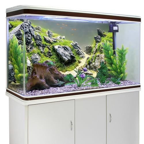 AWERT 30x18 inches Stone Fish Tank Background Aquatic Plant River Bed & Lake Aquarium Background Seaweed Aquarium Vinyl Background - size: 30x18in/75x45cm