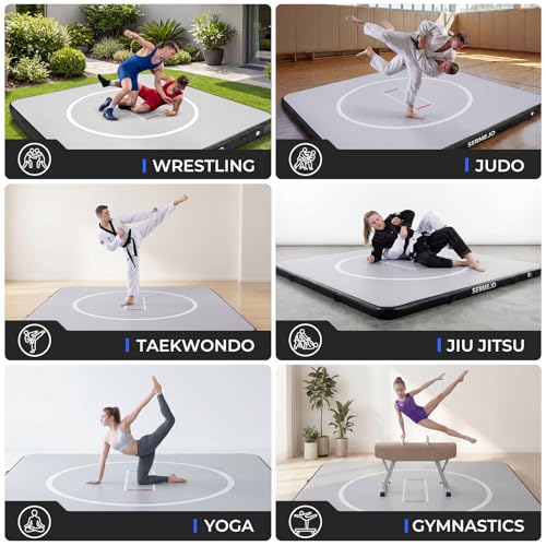 Wrestling Mat Inflatable 8x8/ 10x10 FT Flodable Jiu Jitsu Mats Portable 4” for Home Training, BJJ, MMA, Grappling, Judo, Martial Art, Boxing Indoor Outdoor - size: 13 ft x 13 ft x 4 in