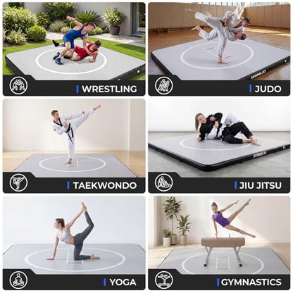 Wrestling Mat Inflatable 8x8/ 10x10 FT Flodable Jiu Jitsu Mats Portable 4” for Home Training, BJJ, MMA, Grappling, Judo, Martial Art, Boxing Indoor Outdoor - size: 13 ft x 13 ft x 4 in