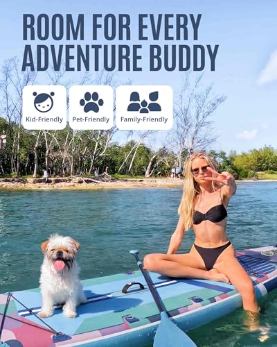 11'6"x35" Inflatable Paddle Board for Adults, Extra Wide Stable SUP | Stand Up Paddleboard, Non-slip EVA Deck, Complete Accessories, Unique Center Fin, for All Skill Levels Paddling On Any Water - color: Blue Camouflage
