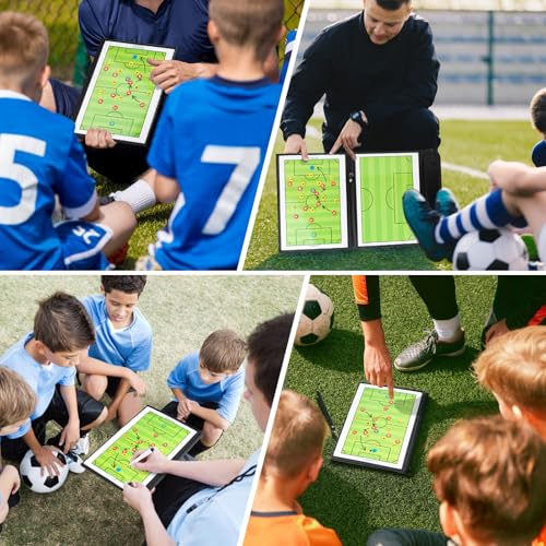 Foldable Magnetic Soccer Coaching Board, Soccer Tactics Strategy Board | Portable Soccer Board with Dry Erase Markers and Magnetic Markers for Coaches Training, Great Gift for Kids Soccer Coach.