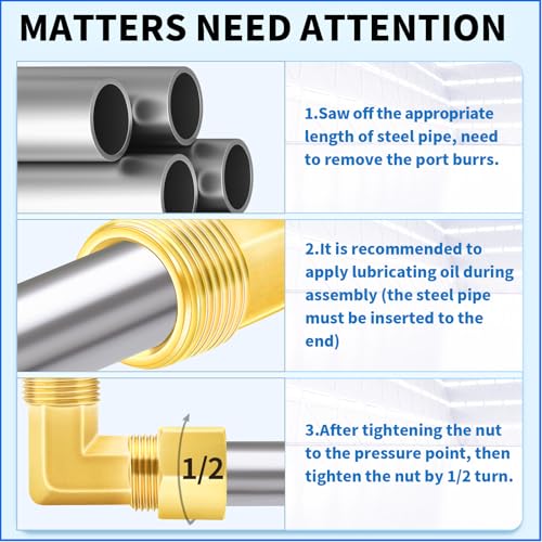 ChillWaves Brass Compression Tube Fitting, 1/8" OD x 1/8" OD 90 Degree Elbow Compression Union Connector(10-PACK)