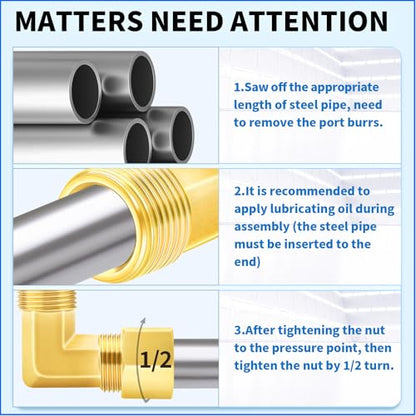 ChillWaves Brass Compression Tube Fitting, 1/8" OD x 1/8" OD 90 Degree Elbow Compression Union Connector(10-PACK)