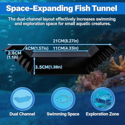 Shrimp Cave, Aquarium Tunnel with 2 Entrances, Shrimp Tank Accessories Hideout Viewing Cave for Small Fish