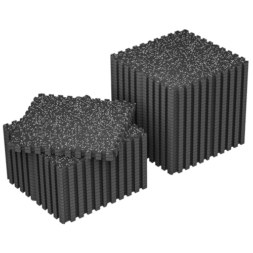 SUPERJARE 1" Extra-Thick Rubber Top Exercise Mat, Gym Flooring for Home Gym | Puzzle Gym Mat for Workout Equipment, Interlocking Floor Tiles with EVA Foam, 48 Pcs 192 Sq Ft, Black/Grey - size: 48 Tiles (192 Sq Ft)
