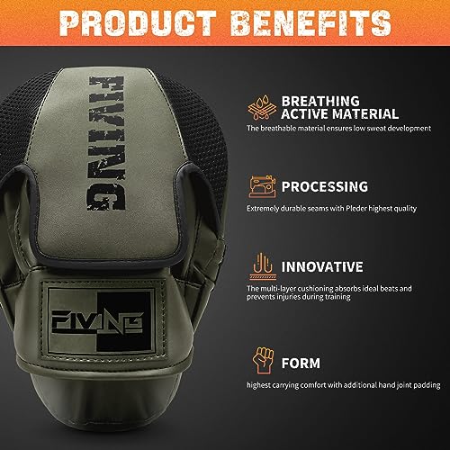 Boxing Pads Punching Mitts for Muay Thai,Punching,Sparring,Training - color: Olive Green