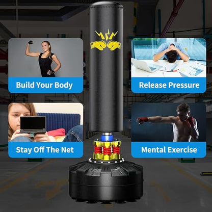 Freestanding Punching Bag for Adults,70'' Boxing Bag with Stand Kicking Bag Heavy Bag with Boxing Gloves，Suitable for Boxing and Kickboxing for Home Office Gym，Gift for Boys and Girls