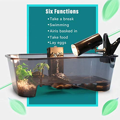 Plastic Turtle Tank Reptile Habitat Pet Terrariums Turtles Tank Aquarium Terrapin Topper Basking with Platform Plants,Durable,Safe, Non-Toxic(Black) - color: Black