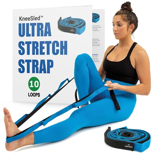 KneeSled Ultra Stretch Strap with 10 Loops, Physical Therapy Strap for Hamstring, Leg & Foot Stretching, Stretch Out Straps for PT, Yoga & Exercise Recovery