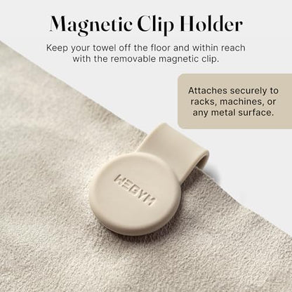 WeGym Suede Performance Towel with Magnetic Clip, Sandstone - color: Sandstone