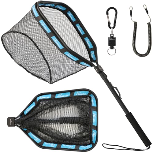 GOODCAT Floating Fishing Net with Magnetic Release, Foldable Landing Net for Kayak Boat Shore Fishing - color: A: Square-Extend Length:32.5"