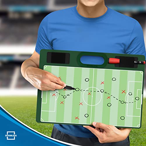 Soccer Dry Erase Coaching Board 15"x10.5" Whiteboard for Coaches - 2 Markers Included - Tactics Field Board for Soccer Coaching Equipment Accessories - Perfect Coach Gift