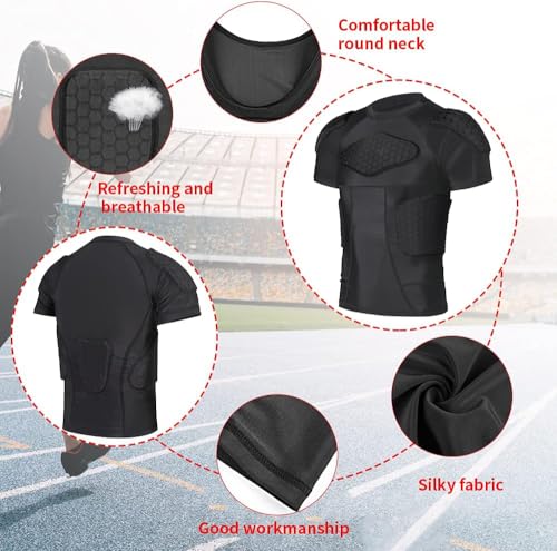 Men’s Football Padded Compression Shirt, Chest & Rib Protection - size: Medium