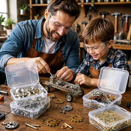 Bead Organizer Box, 30Pcs Small Plastic Boxes Rhinestone Organizer Bead Containers Nail Organizers and Storage Clear Dimond Storage with Hinged Lid and Stackable(2.17'*2.17'*0.79)