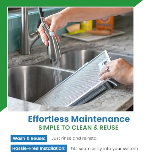 Range Hood Filter Replacement for Stove Exhaust Fan, Aluminum Vent Filter to Trap Grease & Smoke, Range Hood Grease Filters Filters, Universal Compatibility 97007696 & GE WB2X2052