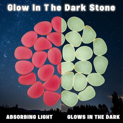 200PCS Pink Glow Rocks Flake Shape Glow in The Dark Rocks Luminous Stone for Bonsai Plant Pots Fish Tank Aquarium Yard Walkway Pathway (1.2-1.6")