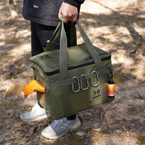 Tactical Camping Storage Bag 30L,Utility Tote Bag Camping Kitchen Organizer, Camping Stove, Pot Soft Gear Box, Heavy-Duty Canvas, 380x280x260mm