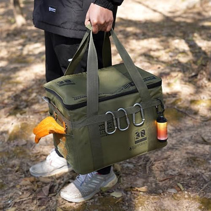 Tactical Camping Storage Bag 30L,Utility Tote Bag Camping Kitchen Organizer, Camping Stove, Pot Soft Gear Box, Heavy-Duty Canvas, 380x280x260mm