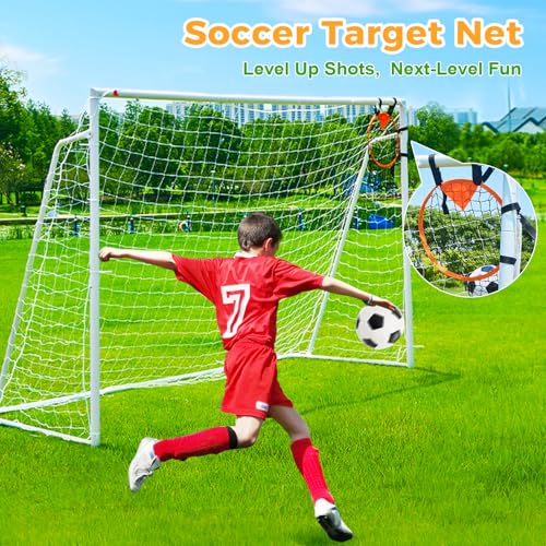Soccer Goal 12x6,10x6.5, 8x6, 6x4FT Soccer Goals for Backyard Metal Soccer Goals for Kids Youth Adults Large Outdoor 2" Steel Soccer Goal Post Frame with Soccer Net Target Net Agility Ladder - size: 8×6 FT