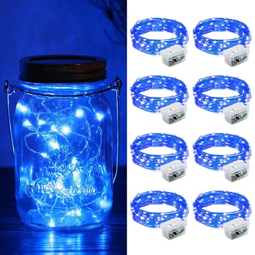 ZGWJ 8 Pack Fairy Lights Battery Operated, 7ft 20 Mini LED Fairy String Lights Silver Wire 3 Modes for DIY, Parties, Wedding, Bedroom, Halloween Christmas Decoration Blue - color: Blue, size: 8