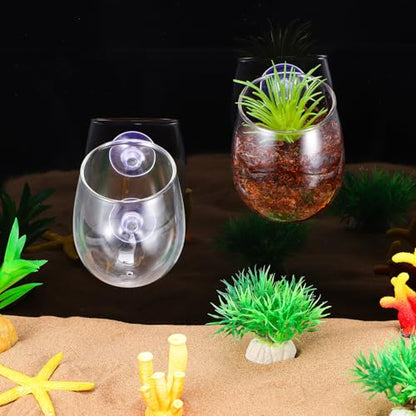 Toddmomy Aquarium Planter Cups 2 Pack with 4 Suction Cups Clear Aquatic Plant Holders for Fish Tank Decoration and Betta Resting Spot Wall Mount Aquarium Supplies for Fresh and Saltwater