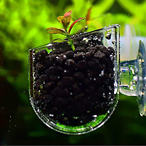 3PCS Acrylic Aquatic Red Worm Cups, Water Planter Pots with 6 Suction Cups, Aquarium Magnifying Glass Shelf, Plant Holder for Live Fish Tank & Fresh Water