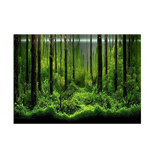 Fish Poster, PVC Adhesive Underwater Forest Fish Background Poster, Fish Aquarium Backdrop Decoration Paper with Self Adhesive Design(61 * 30cm) - size: 61*30cm