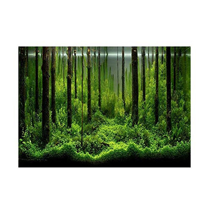 Fish Poster, PVC Adhesive Underwater Forest Fish Background Poster, Fish Aquarium Backdrop Decoration Paper with Self Adhesive Design(61 * 30cm) - size: 61*30cm