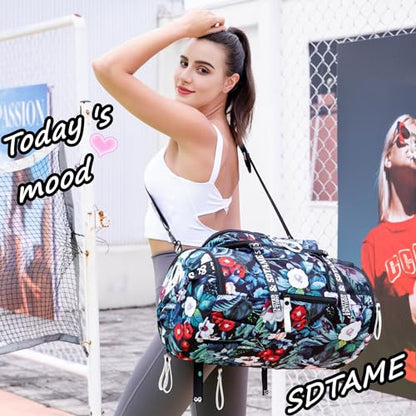SDTAME Gym Duffel Backpack with Shoe Pocket & Laptop Sleeve - color: Turquoise