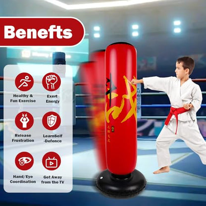 Onirii 66 Inch Kids Inflatable Punching Bag - color: HZ Zhan