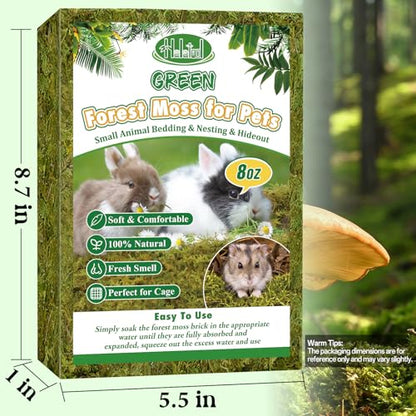 12QT Small Animals Bedding & Nesting Material, Forest Moss for Odor Control Rabbits Squirrels Hamsters Guinea Pigs, Soft & Safe for Small Animals Cages Terrariums Reptiles Plants